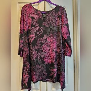 Clara Sunwoo keyhole tunic 1X Black/Pink EUC